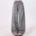Women's Clothing High Waist Ripped Jeans Wide Leg Design Embroidered Bear Detail Spring Autumn Fashion Casual Denim_ecoleips.com