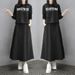 Spring Letter Women's Dress Casual Fashion Long Sleeve Hooded Sweatshirt Loose Two-Piece Set_ecoleips.com