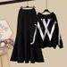 Women's Clothing Autumn Plus Size Outfit For Women New Style Fashion Temperament Age Reducing Hooded Knitted Sweater Skirt Two Piece Suit_ecoleips.com