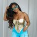 Women's Clothing Women's Metallic Waist Belted Top Summer Fashion Style Sexy Base Layer Strapless Vest Camis Tank Tops_ecoleips.com