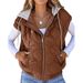 Women's Sleeveless Hooded Vest - Color-Block Design With Drawstring For Fall Layering, Casual Outerwear_ecoleips.com
