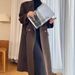 High-End Shoulder Coat For Women, Suit Collar With Padded Shoulders, Thickened Long Wool Cashmere Coat, Double-Sided_ecoleips.com