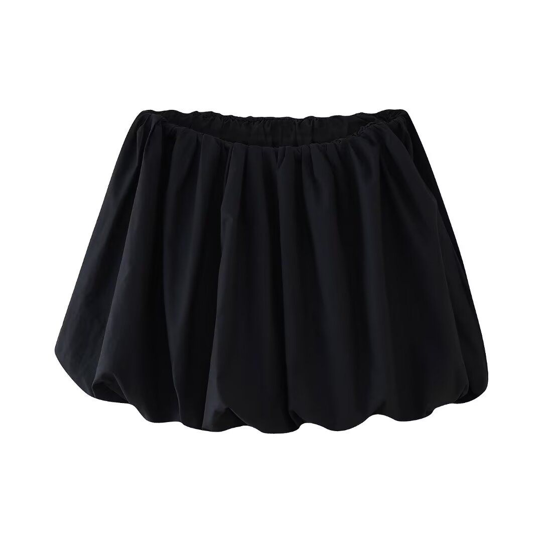 Verve 5096-2025 Autumn New Women's Fashion Style Strapless Solid Color Versatile Two-Way Balloon Skirt_ecoleips.com