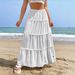 Women's Solid Color Midi Skirt Elastic Waist A-Line Casual Polyester Spring/Autumn Summer Versatile Skirt_ecoleips.com