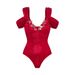 Women's Clothing Swimsuit New Style Deep V Heavy Solid Color Bright One Piece Swimsuit Suit Female_ecoleips.com