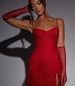 Women's Clothing Autumn And Winter Slim Slit Sexy Short Skirt Dress With Gloves_ecoleips.com