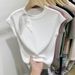 Bandage Round Neck Ice Silk Short Sleeved Knitted T Shirt For Women In Summer 2025 New Slim And Versatile Small Flying Sleeves Top_ecoleips.com