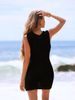 K New Beach Skirt Ripple Hollow Out Dress Deep V-neck Beach Bikini Cover Up_ecoleips.com