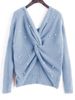 Plus Size V-Neck Backless Sweater – Chunky Knit Long Sleeve Pullover (S-XXXL, 22 Colors)_ecoleips.com