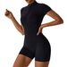 Women's Zipper Short Sleeve Yoga Bodysuit Summer Fitness Dance Sportswear Swimsuit Tight Fitting American Style_ecoleips.com