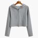 hooded Cardigan Sweatshirt Women, Spring And Autumn Thin Style, 2021 Long-sleeve Zip-up Short Top Jacket,_ecoleips.com