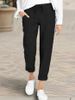 Suitable For All Seasons 2021 Women's Long Pants With Drawstring Pockets, Loose Fit Linen Trousers For Women_ecoleips.com