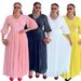 Elegant Plus Size V-Neck Pleated Maxi Dress Chiffon Flowy A-Line Dress With 3/4 Sleeves, High Waist & Zip Detail ( L-3XL,Polyester)_ecoleips.com