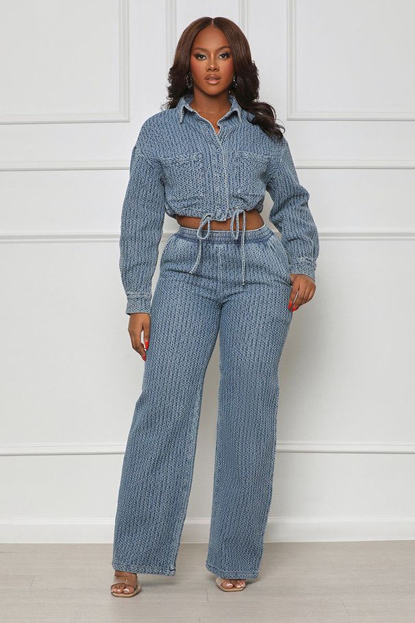 Women's Fashion 2026 New Long-sleeved Trousers Denim Women's Two-piece Set_ecoleips.com