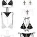 Cross Shaped Rhinestone Bikini Women's Sexy Swimsuit Two Piece With Straps Personalized Design_ecoleips.com