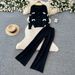 Women's European American Style V Neck Cardigan Top Wide Leg Trousers Knit Two Piece Set Slim Fit Elegant Autumn Winter_ecoleips.com