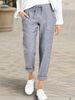 Suitable For All Seasons 2021 Women's Long Pants With Drawstring Pockets, Loose Fit Linen Trousers For Women_ecoleips.com