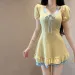 Womens Plus Size Gingham Trim One Piece Swimsuit Ruffle Hem Beach Dress_ecoleips.com