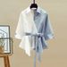 Women's Clothing plus size women's spring suits women's splicing two piece shirts slim jeans two piece suits_ecoleips.com