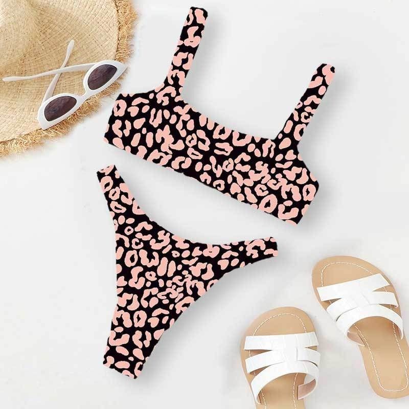 Women's Clothing Sexy Fashion Multi Color High Waist Printed Split Bikini Swimsuit Women's Swimsuit Bikini_ecoleips.com