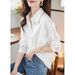 Light Luxury High-end Women's Top, New Spring Style, Slimming, Casual And Fashionable, White Shirt With A Unique Design_ecoleips.com