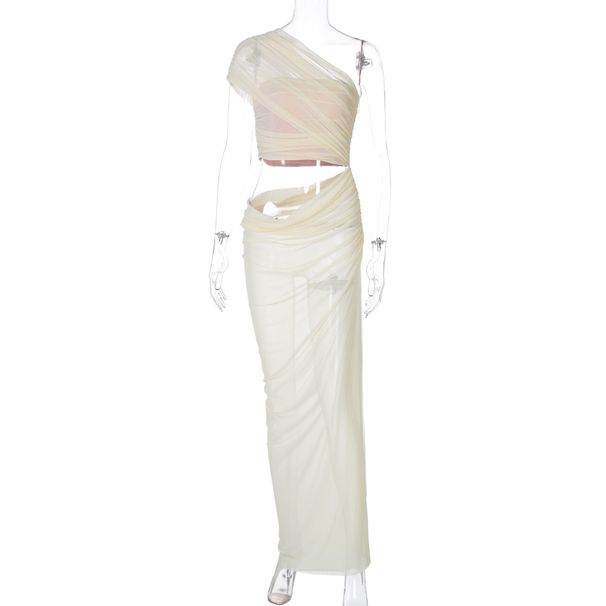Women's Clothing New Fashion Mesh Splicing Tube Tops Side Hollow Dress_ecoleips.com