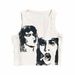 Women's Cropped Ribbed Tank Top, Basic Cami Tee With Print, Streetwear Hip Hop Fashion Comfortable Ribbed Fabric_ecoleips.com