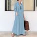 In Stock 2026 European And American Style Cotton Linen Solid Color Turn-down Collar Sleeve Pocket Simple Loose Casual_ecoleips.com