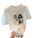 Women's Short Sleeve T-Shirt White Top Slimming Loose Fit Fashionable Versatile Youthful Base Layer for Spring Autumn Winter_ecoleips.com