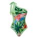 Women's Clothing New Fashion Sexy Swimsuit Female One Piece Triangle Oblique Shoulder Polyester Printed Lace Up Swimsuit_ecoleips.com