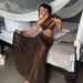 Women's Brown Bodycon Off-Shoulder Mesh Panel Mini Dress, Stretchy Sleeveless Cocktail Bodycon Dress_ecoleips.com