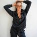 Casual European And American Women's Suit, Solid Color Long-sleeved Zipper Loose Top, Lace-up Trousers Two-piece Set_ecoleips.com
