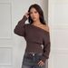 Off-Shoulder Knitted Sweater For Women Style Autumn Winter Slimming Sexy Long Sleeve Waist Cinching Base Layer_ecoleips.com