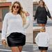 Women's Oversized Geometric Jacquard Sweater - Soft Deer Fleece Pullover With Loose Fit, Long Sleeve Round Neck Casual Knit Top For Streetwear Fashion_ecoleips.com