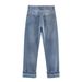 Women's Distressed Denim Jacket & Straight-Leg Jeans Set - Edgy Sleeveless Polyester Blend Top With Mid-Rise Casual Pants - XS/S/M/L_ecoleips.com