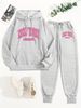 Women's Autumn And Winter Casual Fashion New York Letter Printed Thick Fleece Warm Hooded Sweatshirt+sports Pants Set-731_ecoleips.com