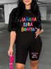 Summer Women's Casual Fashion MANANA Letter Print Loose T-shirt+shorts Two-piece Sportswear Suitable For Daily Wear-104_ecoleips.com