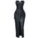 Women's Clothing Top Sexy Tight Split PU Solid Color Rivet Dress Women's Clothing_ecoleips.com
