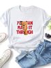 Women Cute Peeking Bear Graphic T-Shirt Positive Letter Print Round Neck Short Sleeve Casual Loose Streetwear Summer Tops_ecoleips.com