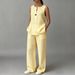 Women's Summer Cotton Linen Set Sleeveless Vest And Wide Leg Pants Two Piece Casual Fashion Mid Waist_ecoleips.com