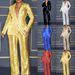Women's Clothing Summer Jumpsuit New Women's Long Sleeve V neck Sequin Jumpsuit Two piece Set_ecoleips.com
