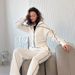 Voya Women's Slim Zip-Up Track Jacket & Wide Leg Pants Set – Black/White Contrast Stripe, Oversized Casual Streetwear, Gym & Daily Wear EU_ecoleips.com