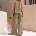 2025 European American Cross-Border Solid Color Elegant Two-Piece Set: Round Neck Vest And Wide-Leg Pants Women's_ecoleips.com