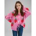 Love Embroidery Crew Neck Autumn And Winter Sweater Strappy Cardigan Top Knit Jacket Woman_ecoleips.com