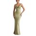 2025 European And American Cross-border New Style Elegant High-end Satin Slim-fit Bodycon Fishtail Backless Sexy Dress_ecoleips.com