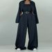 Women's Strapless Waist Cinching Jumpsuit Long Sleeved Outerwear Set European And American Style_ecoleips.com