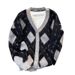 Unisex Diamond Check Cashmere Cardigan – Oversized Knit Sweater For Men & Women_ecoleips.com