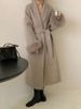 New Splicing Belt Long Woolen Coat_ecoleips.com