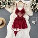 Women's Clothing Summer New Pure Lust Hottie Suspender Lace Embroidery Hollow Sexy Suspender Ruffle Dress Sub_ecoleips.com
