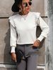 Women’s Loose Fit Ruffled Knit Sweater – Round Neck, Soft Acrylic Blend, European & American Style For Casual & Office Wear_ecoleips.com